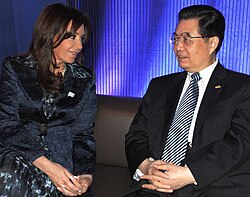 Fernández de Kirchner with Chinese president, Hu Jintao in 2010