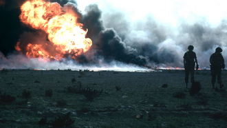 An oilfield on fire