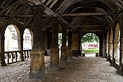 Interior of a two-aisled market hall, Chipping Campden, Gloucestershire, England