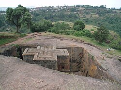 The Lalibela churches carved by the Zagwe dynasty in the 12th century