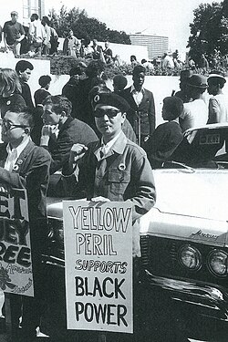 Activist Richard Aoki at a Black Panther Party rally