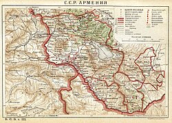 Map of Soviet Armenia and the Nagorno-Karabakh Autonomous Oblast in 1926