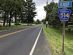 CR 514 eastbound past CR 609 on the border of Raritan Township and East Amwell Township