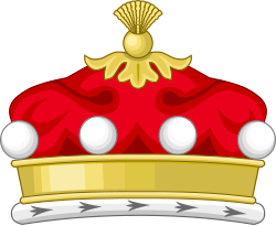Illustration of a coronet shown from the side with four silver balls visible