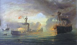 The Battle of Angamos, during the War of the Pacific