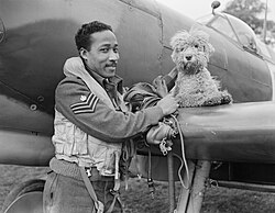 Flight Sergeant James Hyde, a Trinidadian fighter pilot serving with No 132 Squadron, Royal Air Force, c. 1944