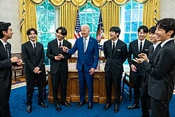 BTS and President Joe Biden at the White House on May 31, 2022.