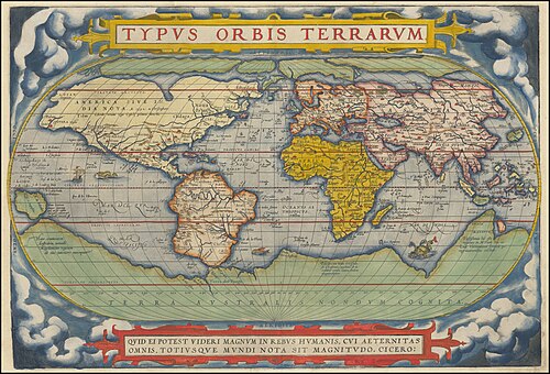 Ortelius's 1570 world map, the world's first modern atlas