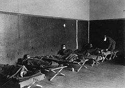 U.S. Army flu patients at Field Hospital No. 29 near Hollerich, Luxembourg 1918. As U.S. troops deployed en masse for the war effort in Europe, they carried the Spanish flu with them.