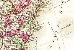 Map of the Carolinas, Virginia, and Georgia relative to Bermuda