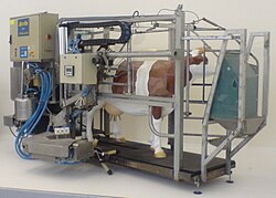An automatic milking system unit as an exhibit at a museum