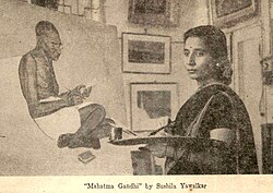 Sushila Yawalkar painting Gandhi in the year of his death