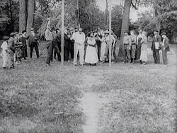 A scene from the 1920 movie, Within Our Gates, showing the lynching of film characters, Jasper Landry and his wife