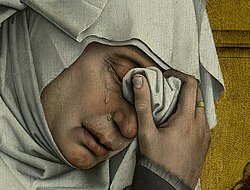 Detail from Descent from the Cross, c. 1435 by Rogier van der Weyden, the tears of Mary of Clopas