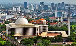 Istiqlal Mosque in Jakarta, Indonesia. Indonesia has the largest population of Muslims in the world, the majority of whom are Sunni.