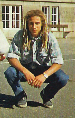 Larsson at the schoolyard of Magnus Stenbocksskolan in Helsingborg, June 1993