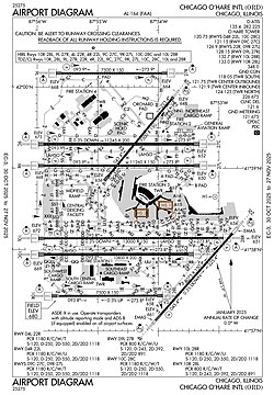 Current runway layout of O'hare International Airport, with number of runways reduced from 9 to 8.