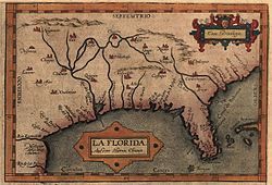 A map of Florida, likely based on the expeditions of Hernando de Soto (1539–1543)