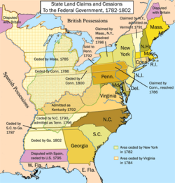 The state cessions that eventually allowed for the creation of the territories northwest and south of the Ohio River