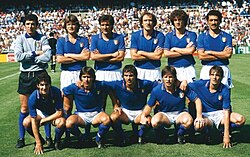 Italy's starting line-up, before the match against Argentina in a group stage game at the 1982 FIFA World Cup
