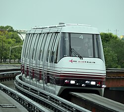 AirTrain Newark approaching Terminal A in May 2023