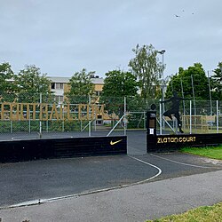 Zlatan Court entrance in Malmö with assistance of his sponsor Nike
