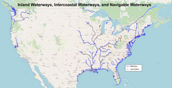 Inland waterways, intracoastal waterways, and navigable waterways