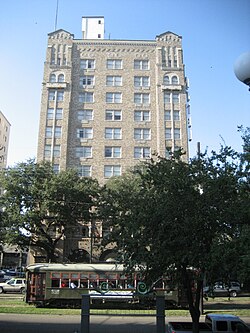 The Pontchartrain Hotel, with the St. Charles Streetcar running in front