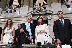 Massa (far right) at the inauguration of Alberto Fernández.
