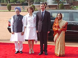 Assad with Indian Prime Minister Manmohan Singh in New Delhi, India, 18 June 2008