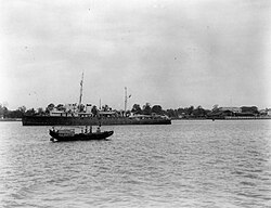 A Royal Indian Navy ship in Akyab Harbour