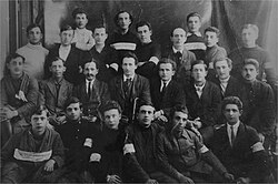 The Histadrut committee in 1920. Ben-Gurion is in the 2nd row, 4th from the right.