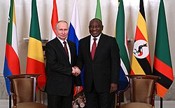 Ramaphosa with Russian President Vladimir Putin in St. Petersburg on 17 June 2023