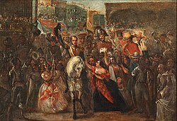 The Entry of President Luis José de Orbegoso to Lima. (1842) painted by Ignacio Merino.