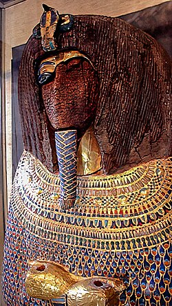 The desecrated royal coffin (thought to be Akhenaten) that was found in Tomb KV55