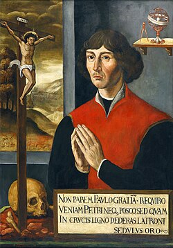 Portrait of Nikolas Copernicus on his epitaph in Torun, 1589.