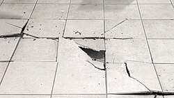 Cracked tile flooring