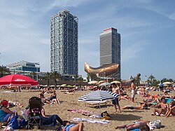 Barceloneta beach in Barcelona, Spain