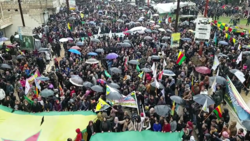 A demonstration in Afrin in support of the Kurdish YPG against the Turkish invasion, 19 January 2018