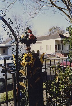 Detail of ironwork fence at the Dufour Plassan House