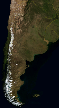 Satellite map of Argentina taken by NASA World Wind.