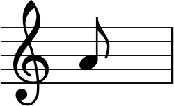 The note A or La notated as a symbol on a treble clef staff.