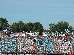 A basic card display mosaic tifo at Montreal's old Claude Robillard Centre ground
