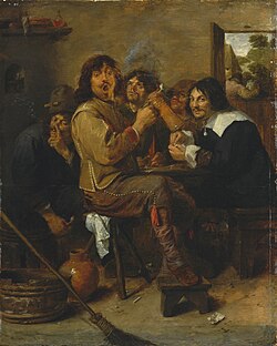 The Smokers by Adriaen Brouwer, 1636