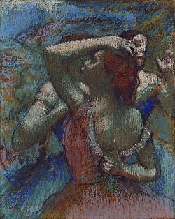 Edgar Degas, Dancers, 1900, pastel with charcoal on tracing paper mounted on cream wove paper[62]