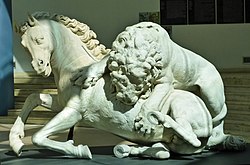 Lion Seizing a Horse, restored Roman copy of Hellenistic original, Palazzo dei Conservatori