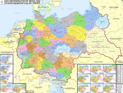 Administrative division of Nazi Germany, following the annexing of Austria, Sudetenland and others to form the Greater German Reich as of 1944