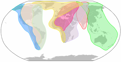 The eight major flyways used by shorebirds (waders) on migration[41] Pacific Mississippi and Amazon West Atlantic East Atlantic Mediterranean and Black Sea West Asia and Africa Central Asia and India East Asia and Australasia
