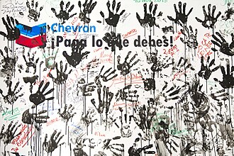 Anti-Chevron protest banner in support of Lago Agrio