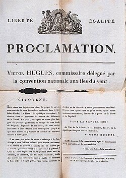 Proclamation of the abolition of slavery by Victor Hugues in the Guadeloupe, 1 November 1794